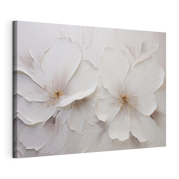 Canvas Schilderijen Kunstwerk met witte bloemen aan de muur (Artikelnummer: s48796) Canvas Schilderijen Canvas Schilderijen Kunstwerk met witte bloemen aan de muur (Artikelnummer: s48796)