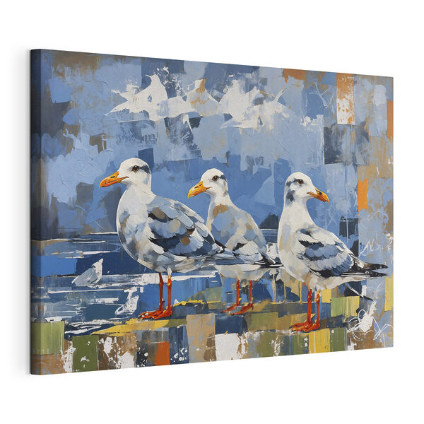 Canvas Schilderijen Een groep vogels die op een rots staan (Artikelnummer: s48822) Canvas Schilderijen Canvas Schilderijen Een groep vogels die op een rots staan (Artikelnummer: s48822)