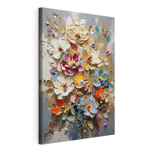 Canvas Schilderijen Canvas Schilderijen Schilderij van bloemen op een grijze achtergrond (Artikelnummer: s48832)