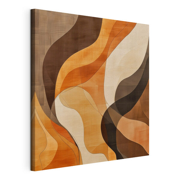 Canvas Schilderijen Canvas Schilderijen Bruin en wit golvend patroon (Artikelnummer: s48851)