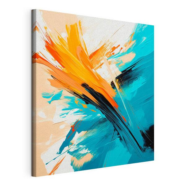 Canvas Schilderijen Schilderij met blauwe en oranje verf (Artikelnummer: s48855) Canvas Schilderijen Canvas Schilderijen Schilderij met blauwe en oranje verf (Artikelnummer: s48855)