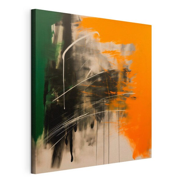 Canvas Schilderijen Canvas Schilderijen Schilderij in de kleuren groen, oranje en zwart (Artikelnummer: s48866)