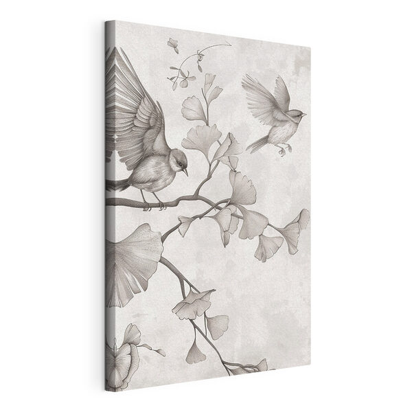 Canvas Schilderijen Vogels op een tak met bladeren (Artikelnummer: s48906) Canvas Schilderijen Canvas Schilderijen Vogels op een tak met bladeren (Artikelnummer: s48906)