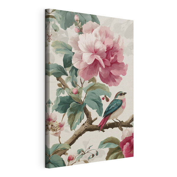 Canvas Schilderijen Vogel op een tak met bloemen (Artikelnummer: s48914) Canvas Schilderijen Canvas Schilderijen Vogel op een tak met bloemen (Artikelnummer: s48914)