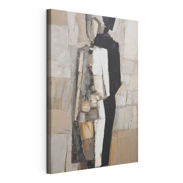 Canvas Schilderijen Canvas Schilderijen Schilderij van een man in een zwart-witte jurk (Artikelnummer: s48924)
