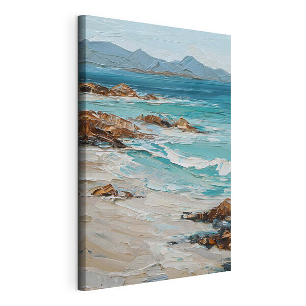 Canvas Schilderijen Schilderij van een strand met rotsen en water (Artikelnummer: s48995) Canvas Schilderijen Canvas Schilderijen Schilderij van een strand met rotsen en water (Artikelnummer: s48995)