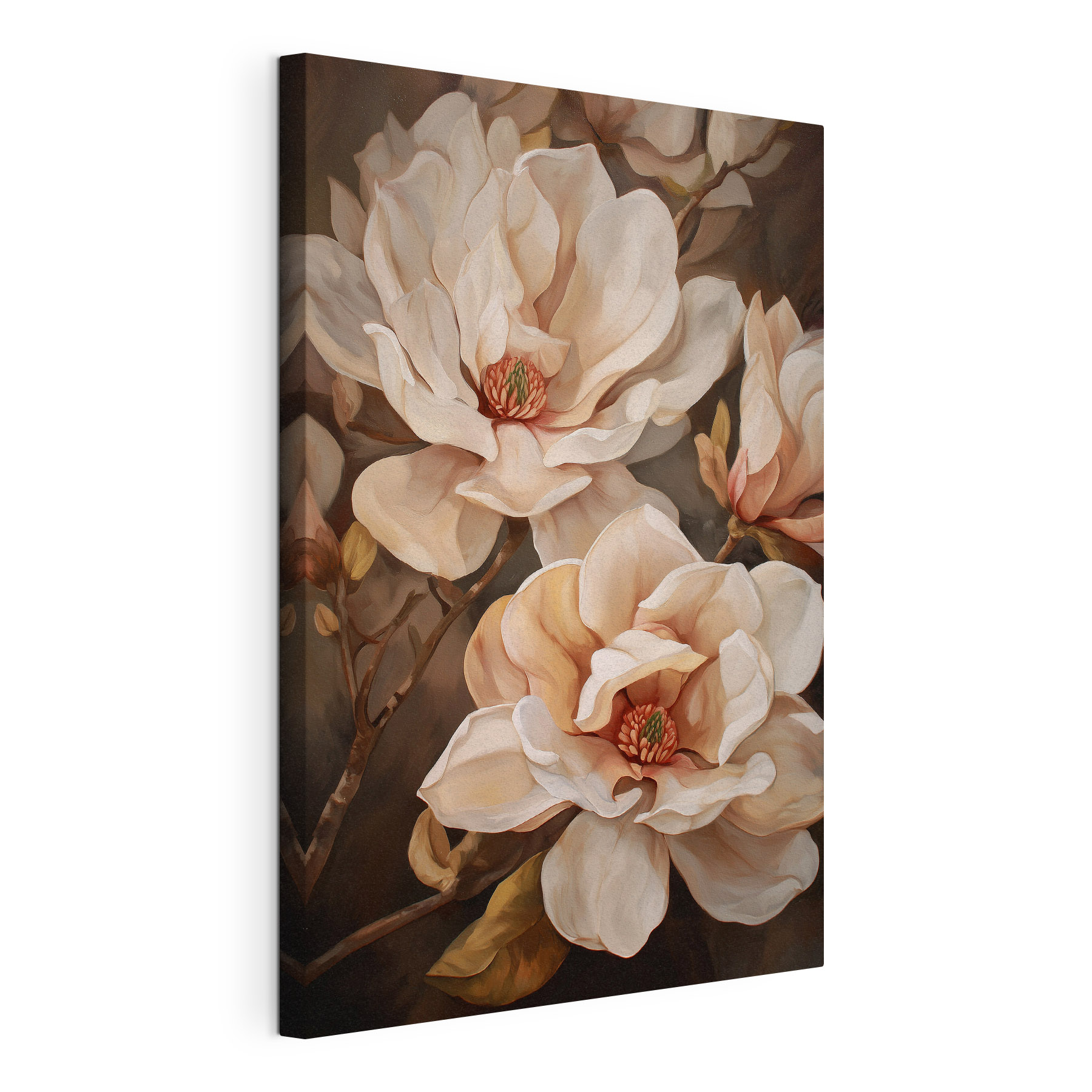 Painting of flowers on a branch