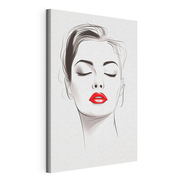 Canvas Schilderijen Canvas Schilderijen Elegant portret met opvallende lippen (Artikelnummer: s49025)