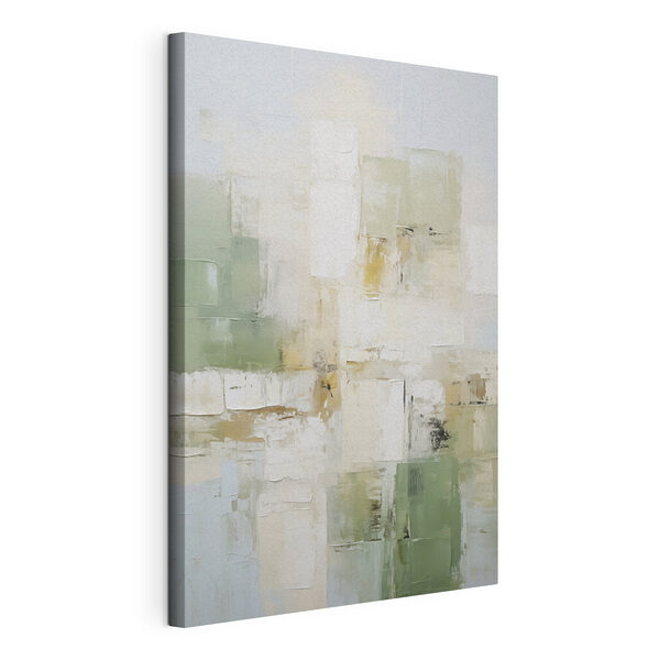 Canvas Schilderijen Canvas Schilderijen Schilderij met witte en groene vierkanten (Artikelnummer: s49047)