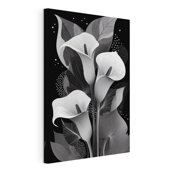Canvas Schilderijen Canvas Schilderijen Elegante bloemenillustratie op een zwarte achtergrond (Artikelnummer: s49087)
