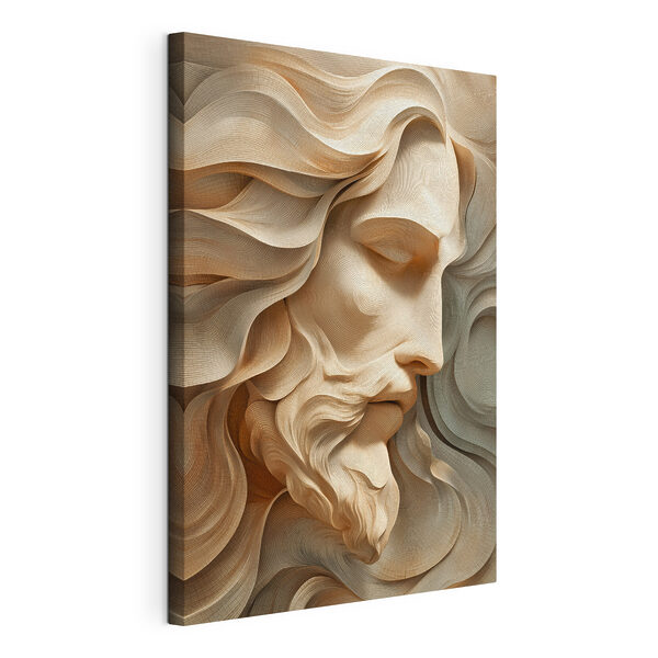 Canvas Schilderijen Canvas Schilderijen Houtsnijwerk van het gezicht van een man (Artikelnummer: s49090)