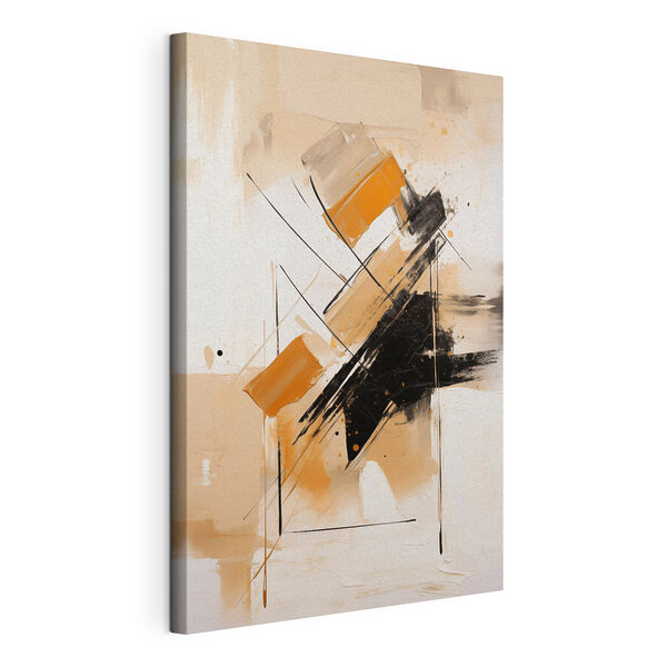 Canvas Schilderijen Canvas Schilderijen Schilderij met zwarte en oranje verf (Artikelnummer: s49108)