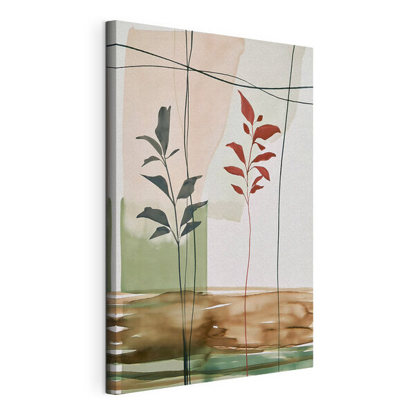 Canvas Schilderijen Schilderij van bladeren en een plant (Artikelnummer: s49128) Canvas Schilderijen Canvas Schilderijen Schilderij van bladeren en een plant (Artikelnummer: s49128)