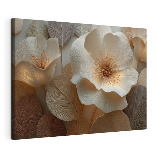 Canvas Schilderijen Canvas Schilderijen Kunstwerk met een gedetailleerd bloemen- en bladmotief (Artikelnummer: s49218)