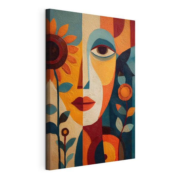 Canvas Schilderijen Schilderij van het gezicht van een vrouw en bloemen (Artikelnummer: s49228) Canvas Schilderijen Canvas Schilderijen Schilderij van het gezicht van een vrouw en bloemen (Artikelnummer: s49228)