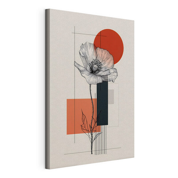Canvas Schilderijen Bloem met een steel en een rode cirkel (Artikelnummer: s49230) Canvas Schilderijen Canvas Schilderijen Bloem met een steel en een rode cirkel (Artikelnummer: s49230)