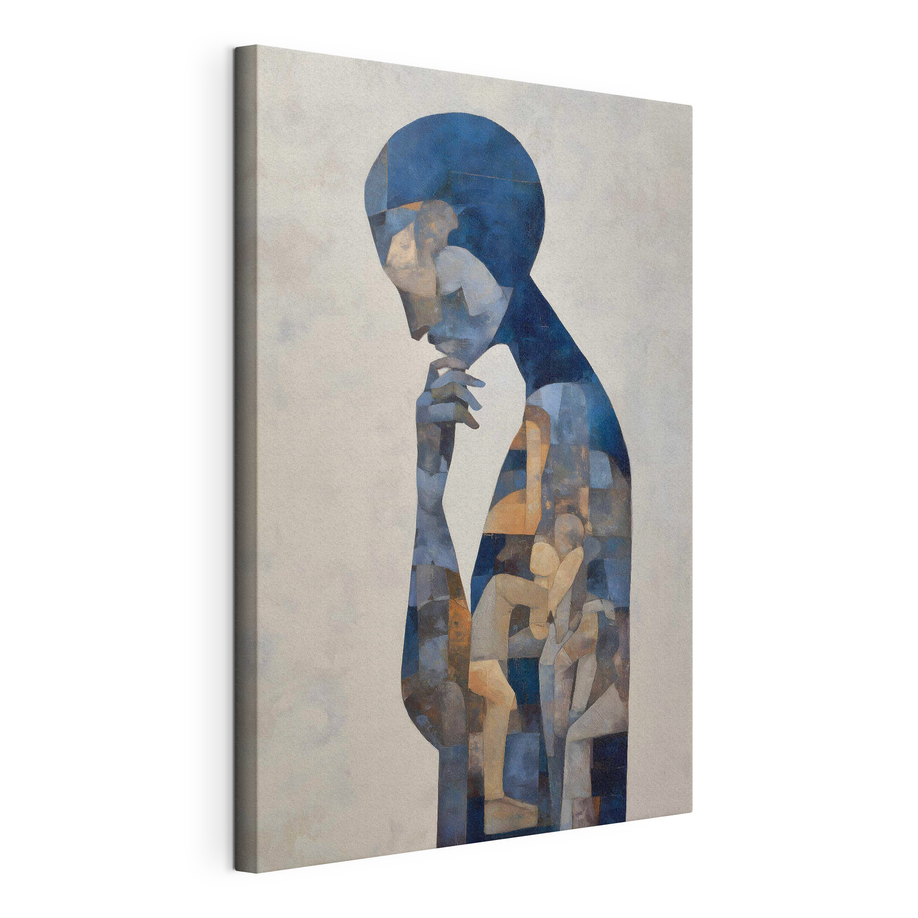 Painting of a woman with a blue head