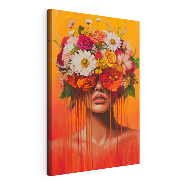 Canvas Schilderijen Schilderij van een vrouw met bloemen op haar hoofd (Artikelnummer: s49259) Canvas Schilderijen Canvas Schilderijen Schilderij van een vrouw met bloemen op haar hoofd (Artikelnummer: s49259)