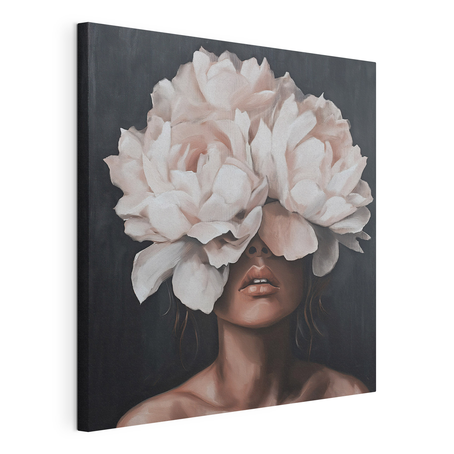 Painting of a woman with flowers on her head Painting of a woman with flowers on her head