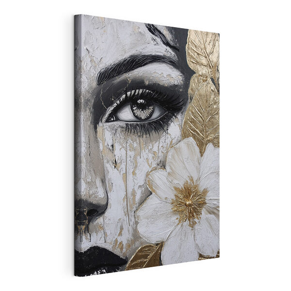 Canvas Schilderijen - Opvallend portret met bloemendetail (Artikelnummer: s49273) Canvas Schilderijen Canvas Schilderijen - Opvallend portret met bloemendetail (Artikelnummer: s49273)