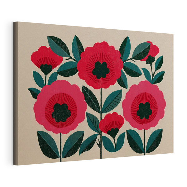 Canvas Schilderijen Canvas Schilderijen Schilderij van bloemen en bladeren (Artikelnummer: s49301)
