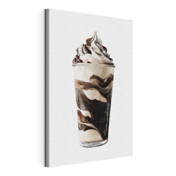 Canvas Schilderijen Canvas Schilderijen Chocolade- en vanille-ijs in een bekertje (Artikelnummer: s49310)