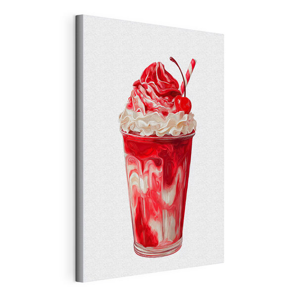 Canvas Schilderijen Rode en witte milkshake met een rietje (Artikelnummer: s49311) Canvas Schilderijen Canvas Schilderijen Rode en witte milkshake met een rietje (Artikelnummer: s49311)
