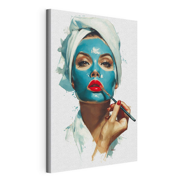 Canvas Schilderijen Canvas Schilderijen Vrouw met een blauw masker op haar gezicht (Artikelnummer: s49315)