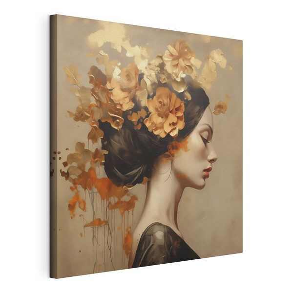 Canvas Schilderijen Schilderij van een vrouw met bloemen in haar haar (Artikelnummer: s49401) Canvas Schilderijen Canvas Schilderijen Schilderij van een vrouw met bloemen in haar haar (Artikelnummer: s49401)