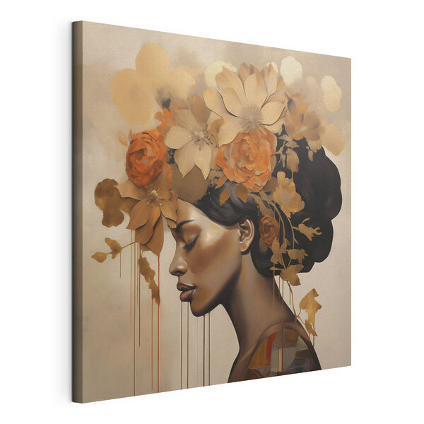 Canvas Schilderijen Schilderij van een vrouw met bloemen in haar haar (Artikelnummer: s49402) Canvas Schilderijen Canvas Schilderijen Schilderij van een vrouw met bloemen in haar haar (Artikelnummer: s49402)