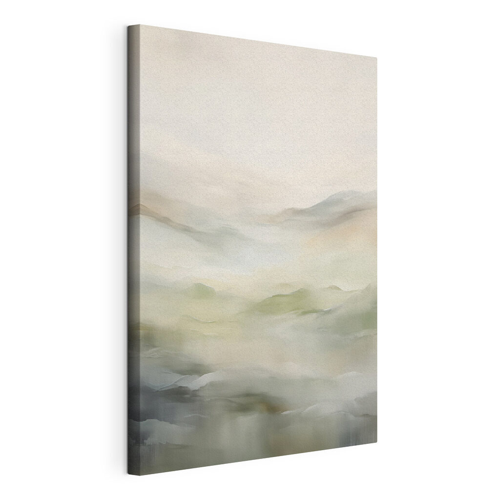 Foggy landscape with hills and clouds