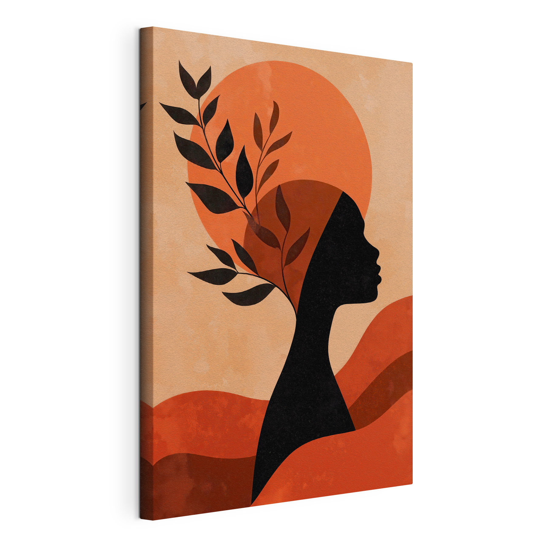 Silhouette of a woman with leaves on her head Silhouette of a woman with leaves on her head