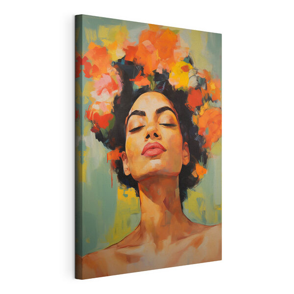 Canvas Schilderijen Canvas Schilderijen Schilderij van een vrouw met bloemen in haar haar (Artikelnummer: s49443)