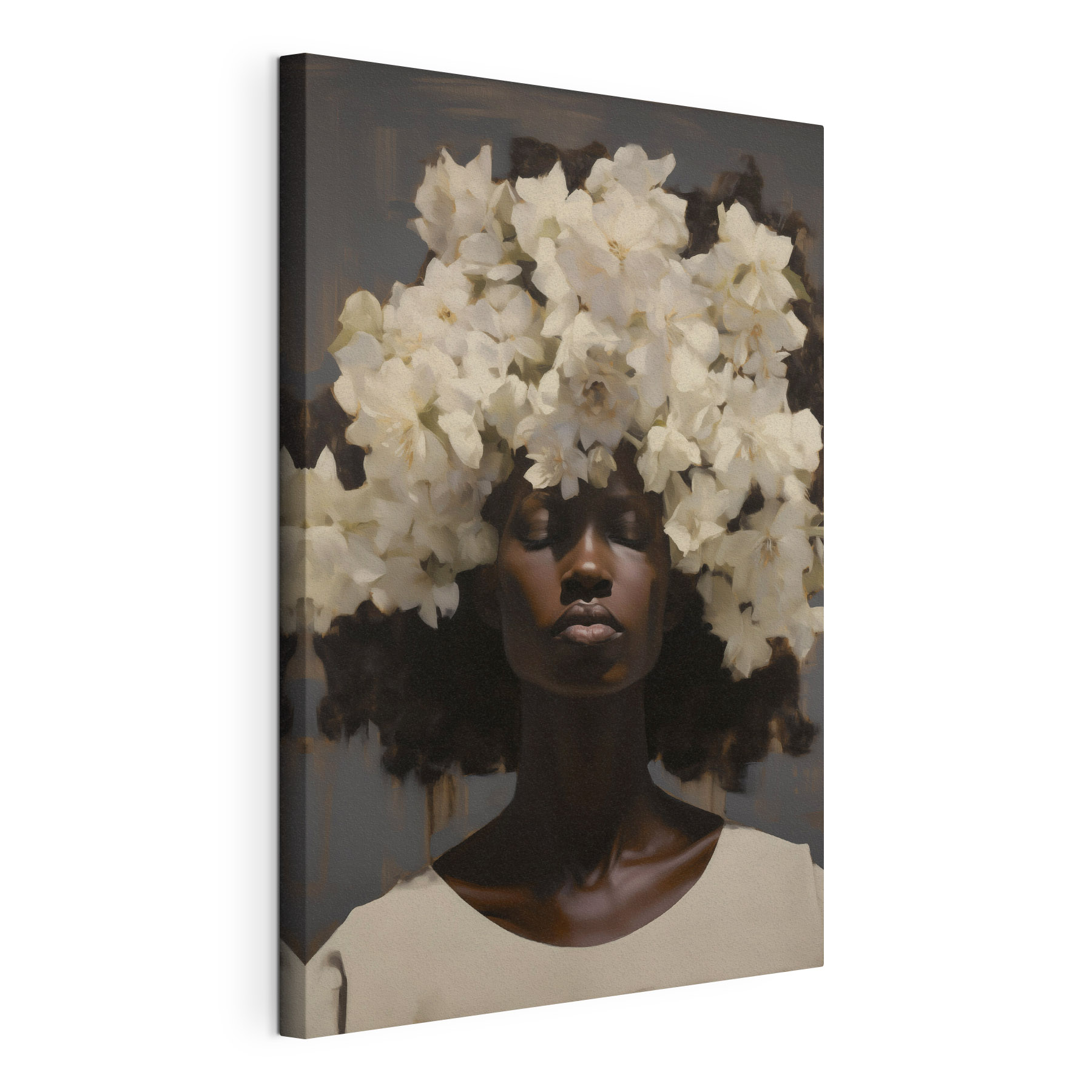 Woman with flowers on her head