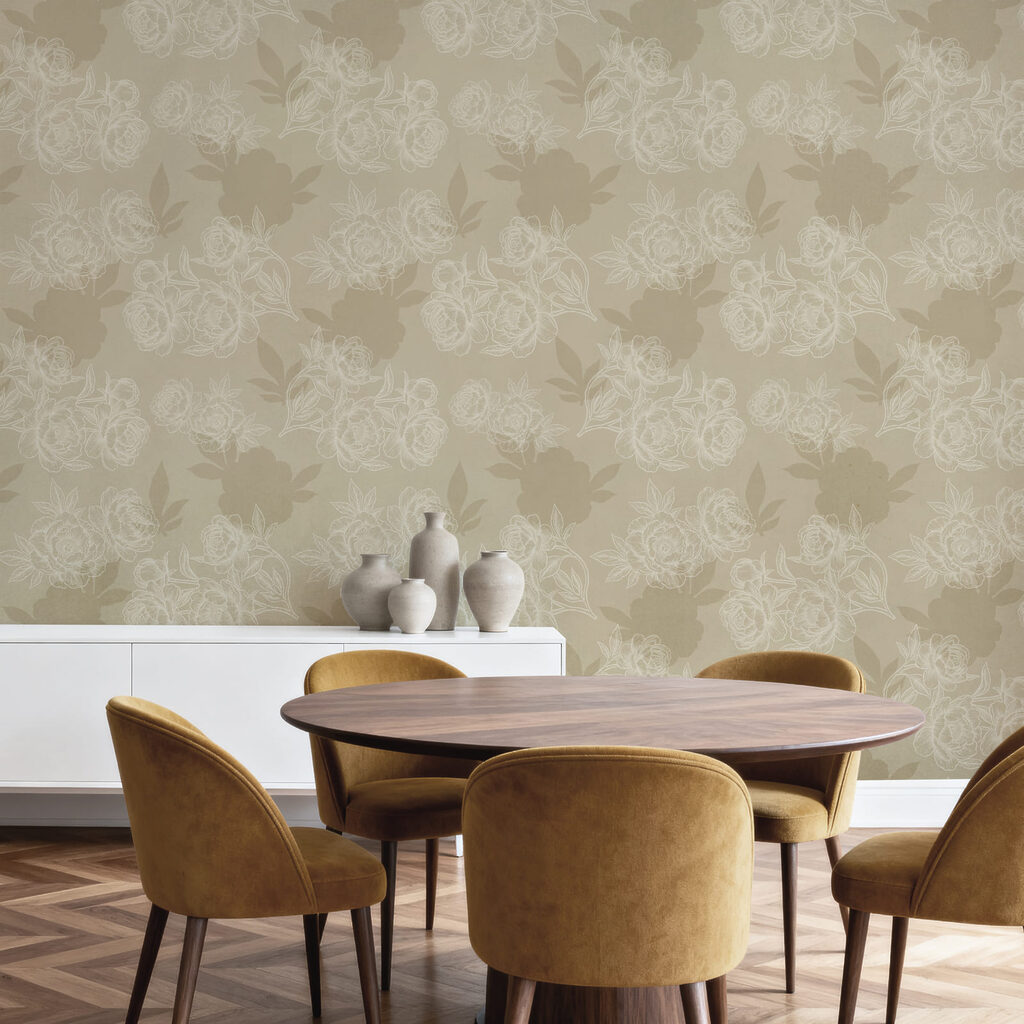 Behang met bloemen en bladeren
