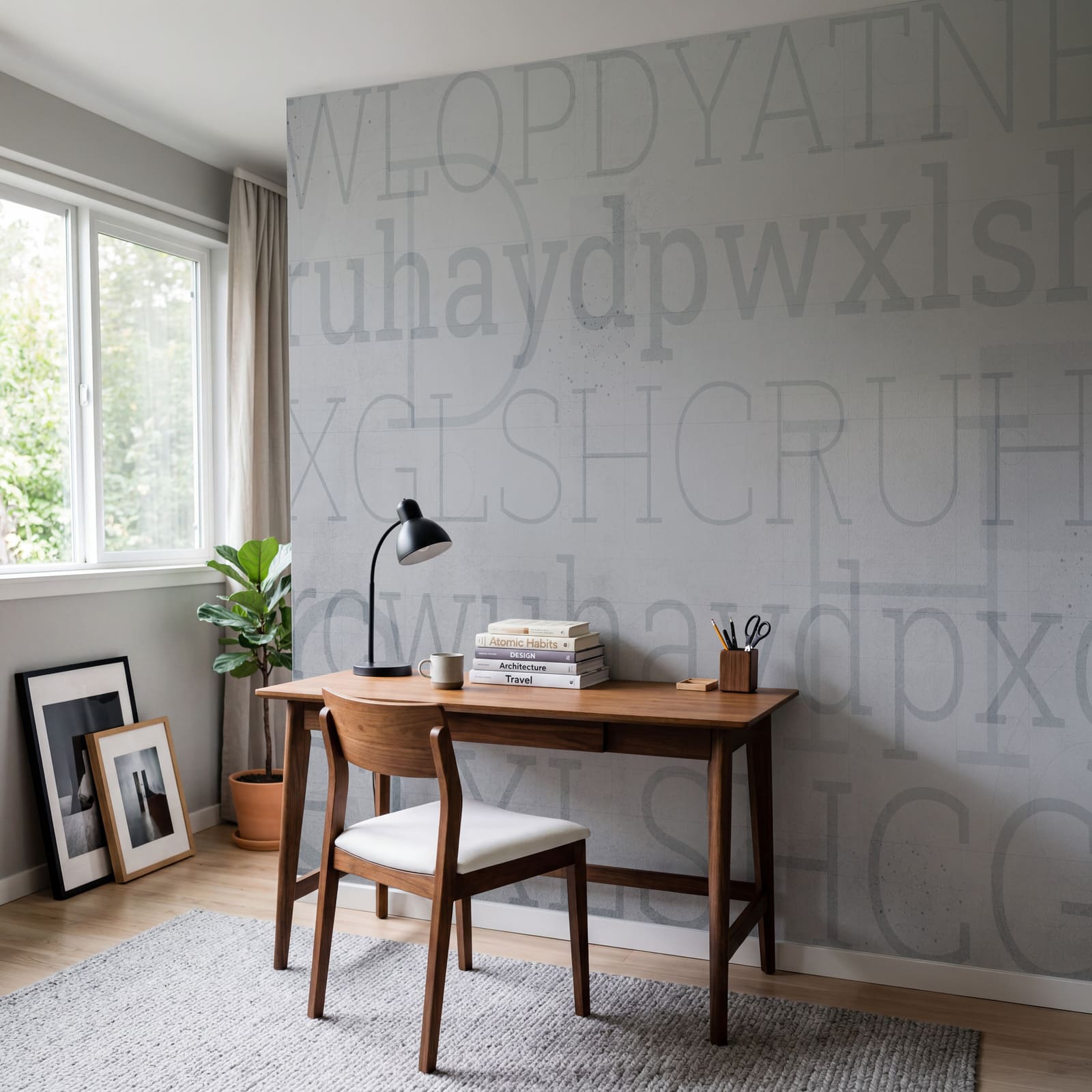 Grijze achtergrond met letters