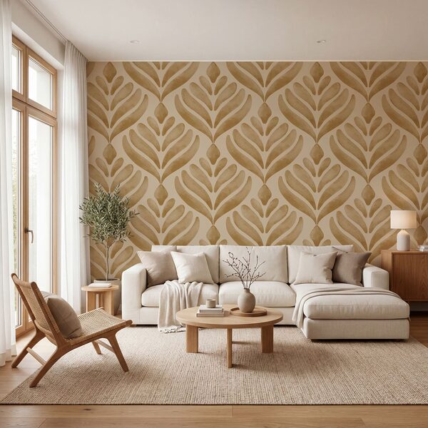 Bladmotief op een beige achtergrond Bladmotief op een beige achtergrond