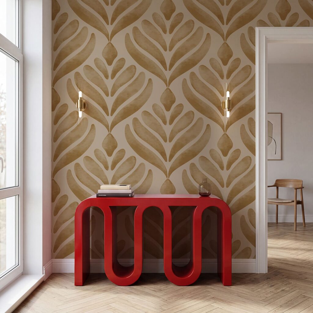 Bladmotief op een beige achtergrond Bladmotief op een beige achtergrond