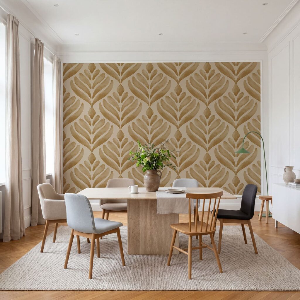 Bladmotief op een beige achtergrond Bladmotief op een beige achtergrond