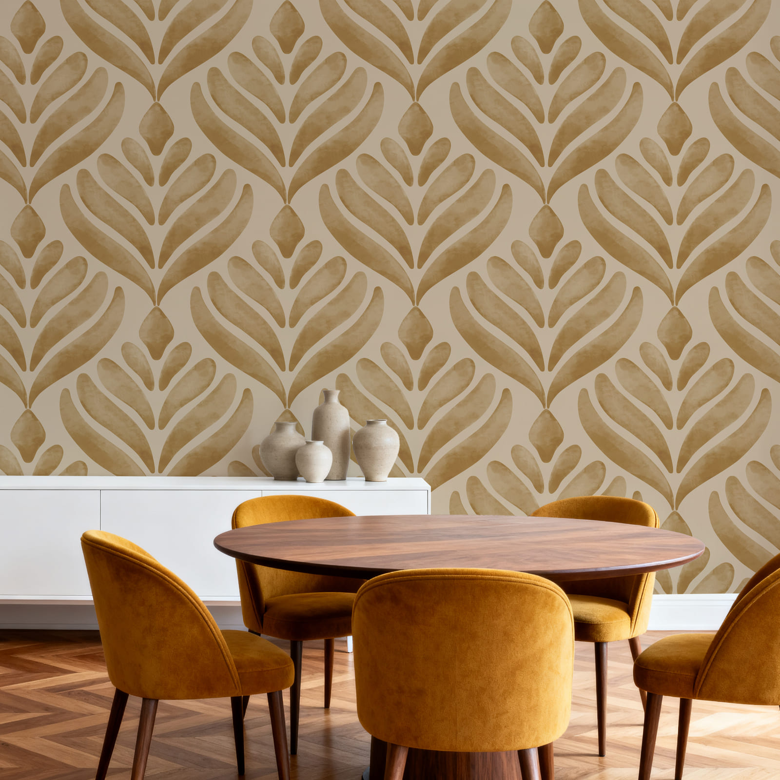 Bladmotief op een beige achtergrond Bladmotief op een beige achtergrond