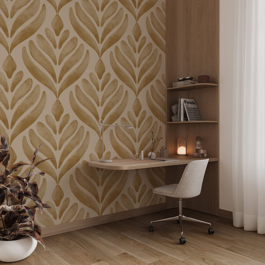 Bladmotief op een beige achtergrond Bladmotief op een beige achtergrond