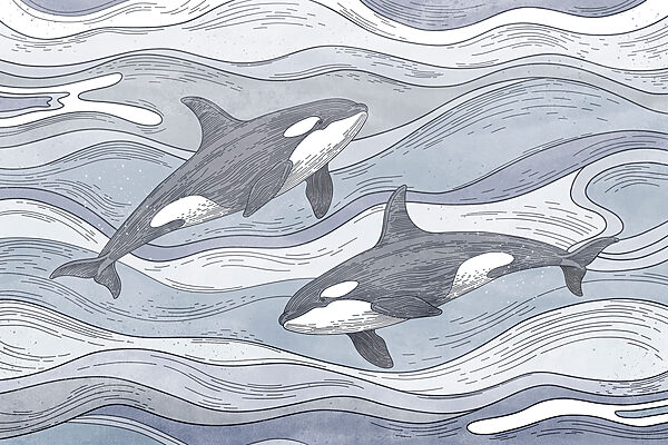 Group of whales swimming in the water