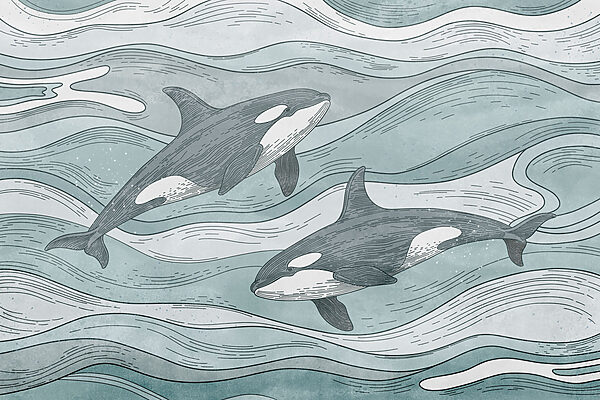 Group of whales swimming in the water