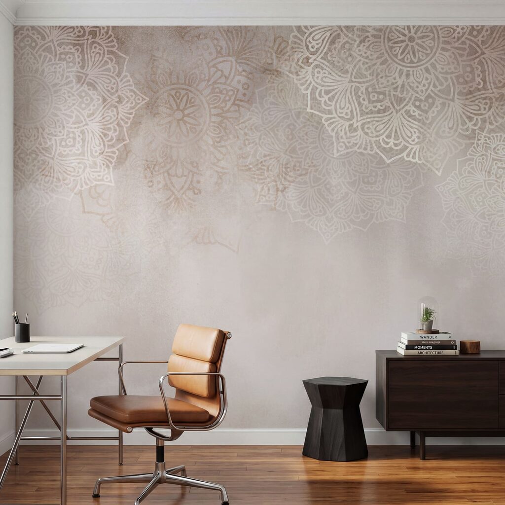 Witte en roze achtergrond met witte mandala’s Witte en roze achtergrond met witte mandala’s