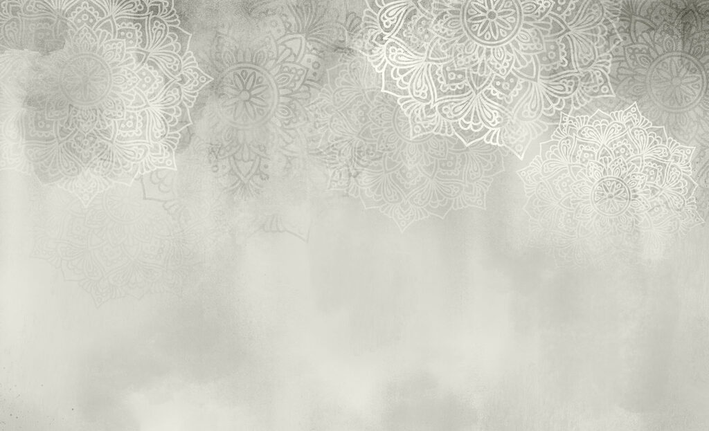 White and grey background with white mandalas