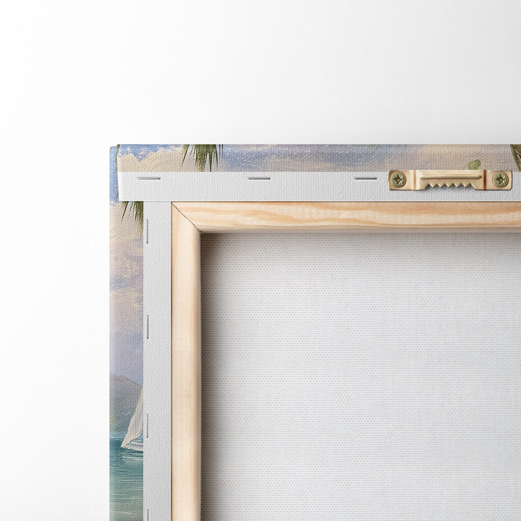 Painting of a house on a beach