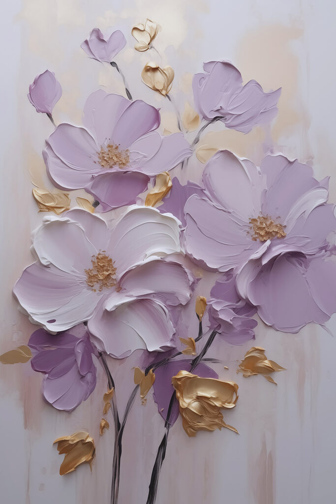 Painting of flowers on a white surface