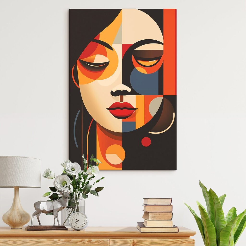 Woman's face with different colors