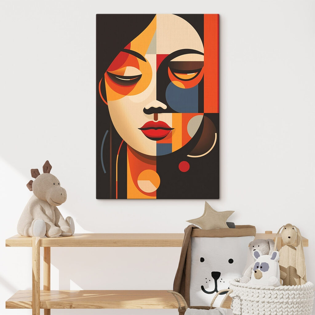 Woman's face with different colors