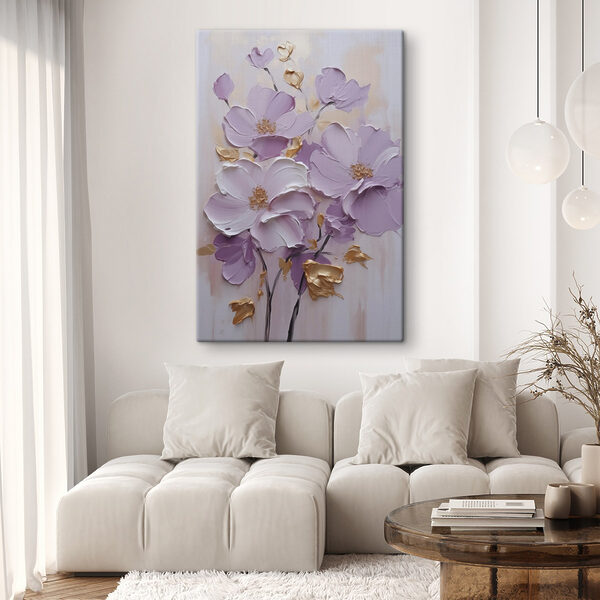 Painting of flowers on a white surface